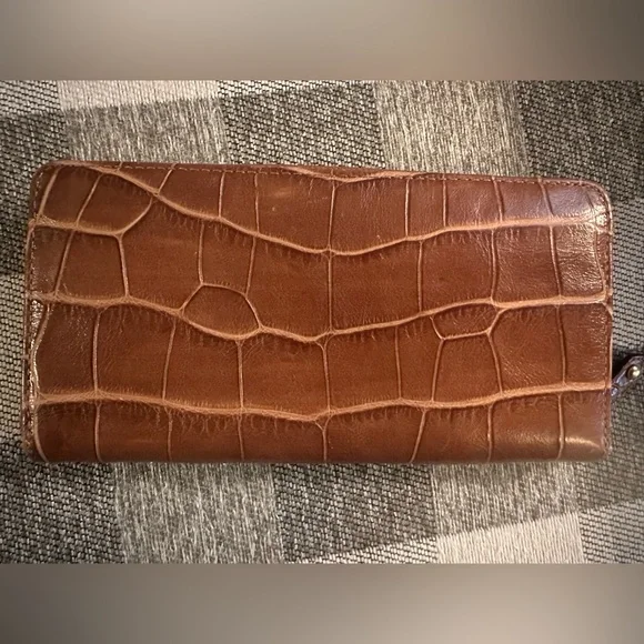 Authentic Coach Vintage Toffee Croc Embossed Wallet! NWT - Picture 2 of 5